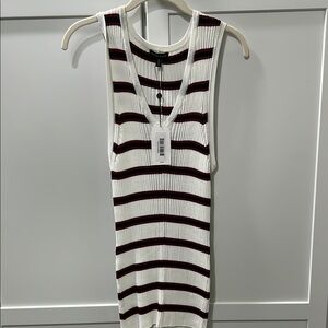 Universal Standard White, Black and Cherry 🍒 Striped ribbed tank size L (20-22)
